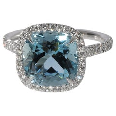 Tiffany & Co. Anello Soleste con diamante acquamarina in platino blu 0,33 CTW