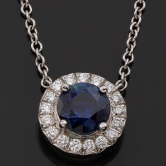 TIFFANY & CO. Soleste Blue Sapphire Diamond Platinum Pendant Necklace
