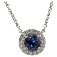 TIFFANY & CO. Soleste Blue Sapphire Diamond Platinum Pendant Necklace