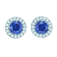 Tiffany & Co. Soleste Blue Sapphire Diamond Stud Earrings in Platinum 0.18ct