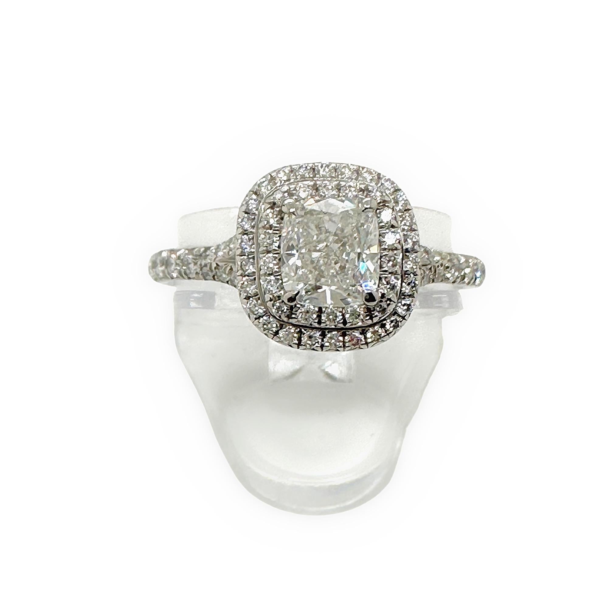 Cushion Cut Tiffany & Co Soleste Cushion 0.74 cts F VVS1 Diamond Engagement Ring Platinum For Sale