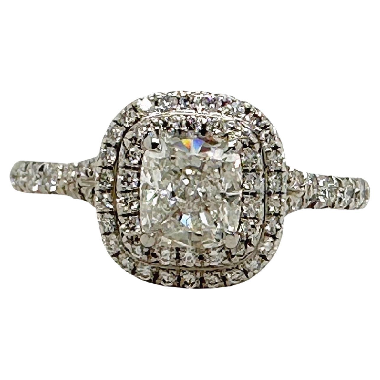 Tiffany & Co Soleste Cushion 0.74 cts F VVS1 Diamond Engagement Ring Platinum