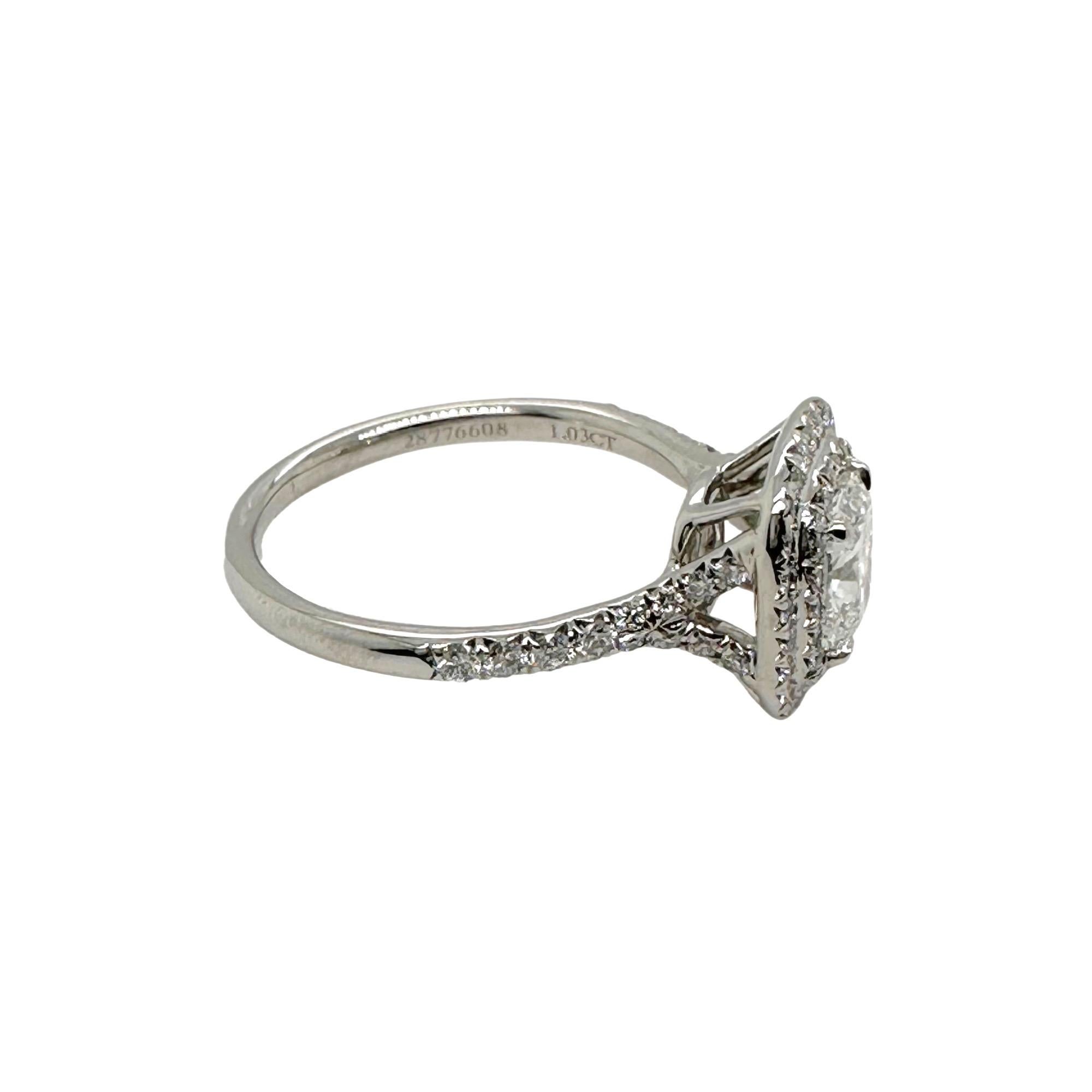 Tiffany & Co Soleste Cushion 1.03 cts E VVS1 Diamond Engagement Ring Platinum For Sale 5