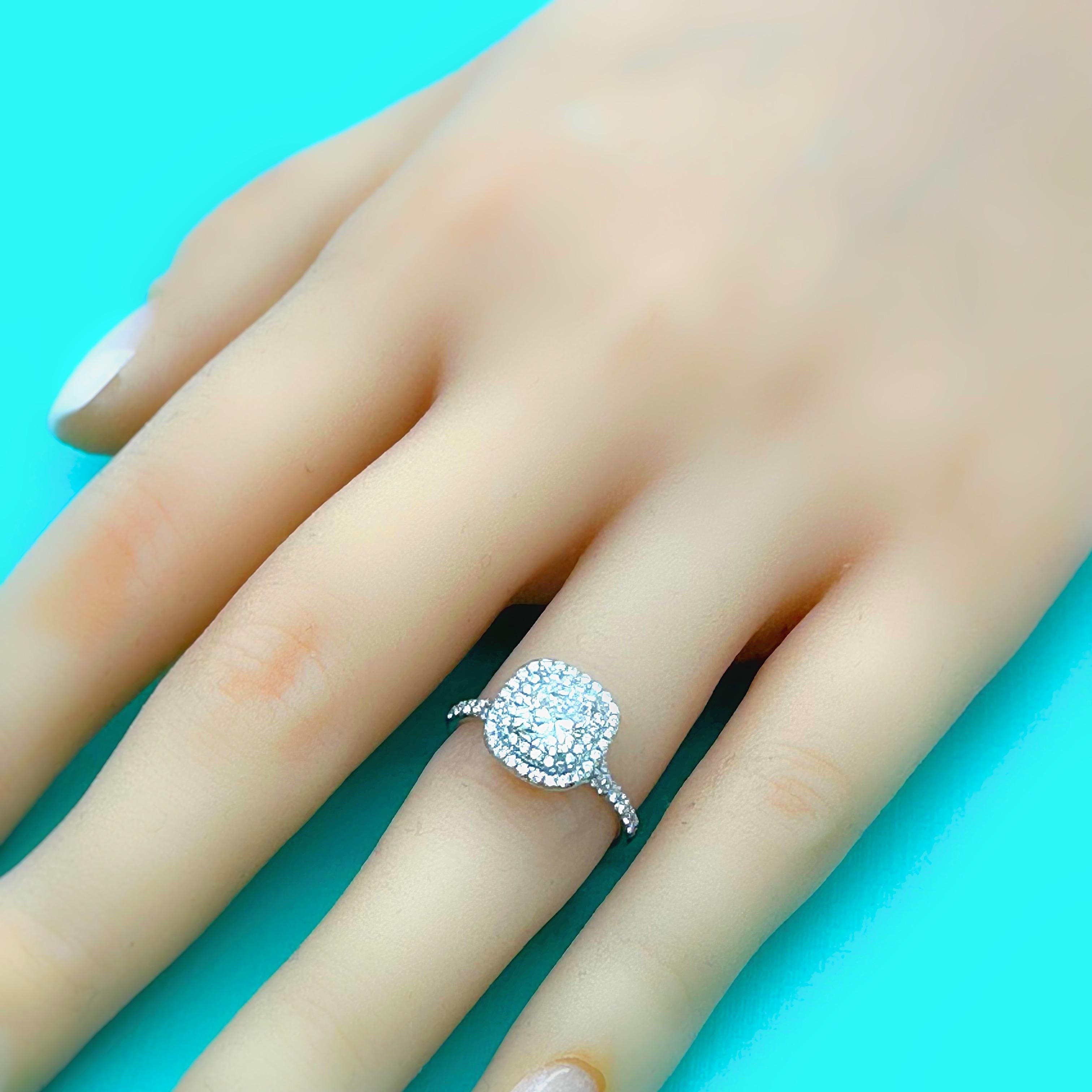 Tiffany & Co Soleste Cushion 1.03 cts E VVS1 Diamond Engagement Ring Platinum For Sale 10
