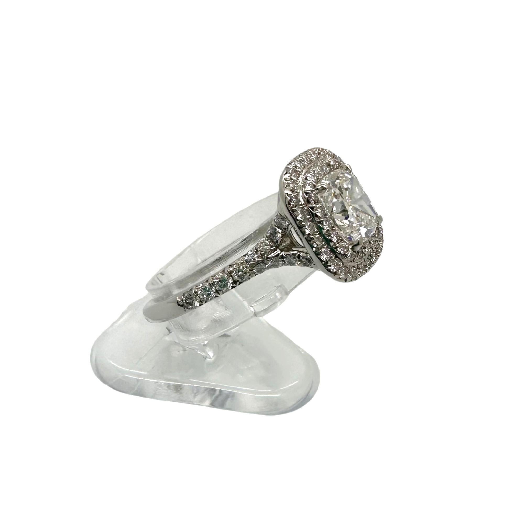 Tiffany & Co Soleste Cushion 1.03 cts E VVS1 Diamond Engagement Ring Platinum For Sale 1
