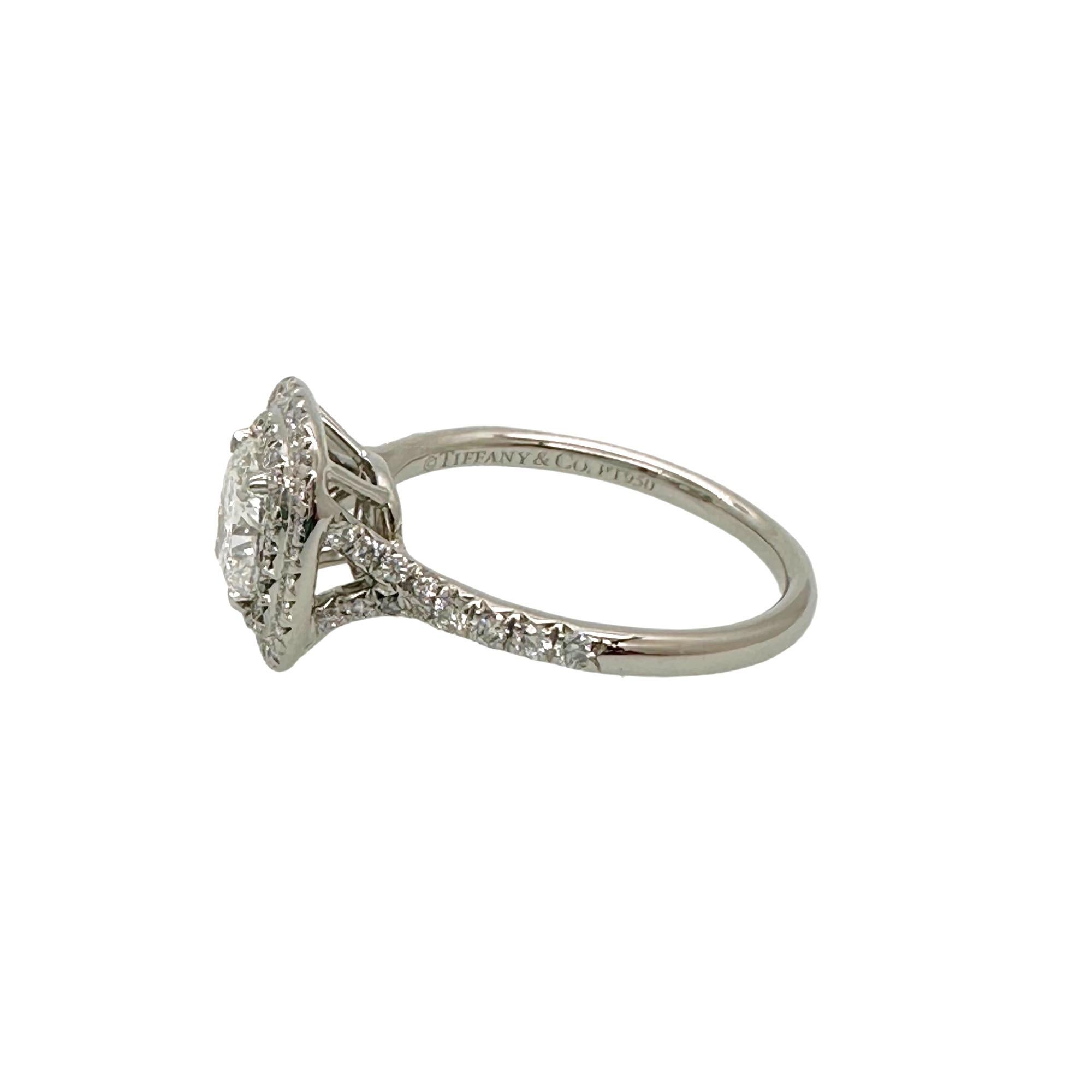 Tiffany & Co Soleste Cushion 1.03 cts E VVS1 Diamond Engagement Ring Platinum For Sale 4