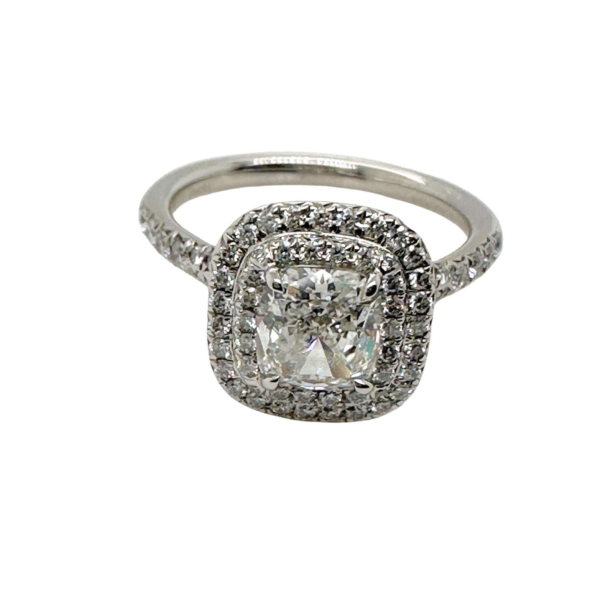 For Sale:  Tiffany & Co Soleste Cushion 1.03 cts G VVS2 Diamond Engagement Ring Platinum 3