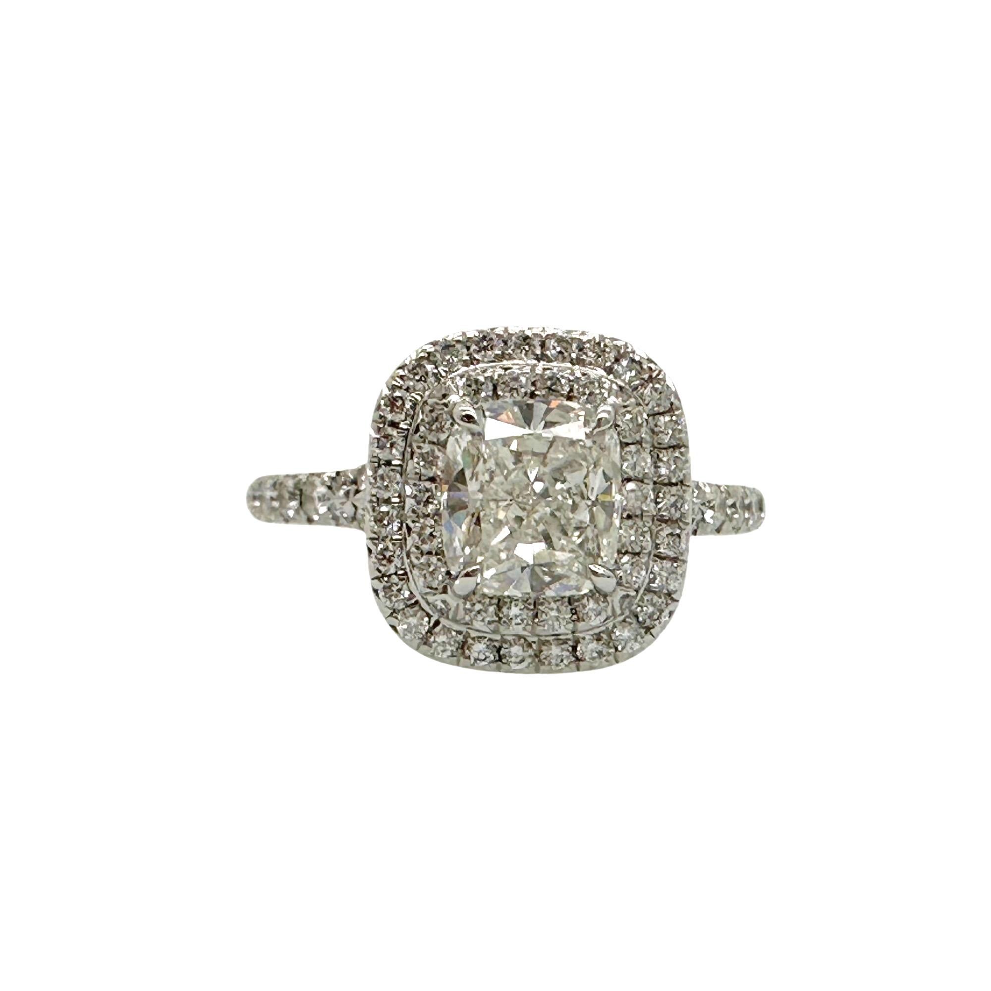 For Sale:  Tiffany & Co Soleste Cushion 1.03 cts G VVS2 Diamond Engagement Ring Platinum 7