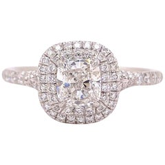 Tiffany & Co. Anello Soleste Cushion 1,10 Carati con doppio anello aureolato Plat