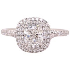 Tiffany & Co., bague Soleste avec double halo de diamants taille coussin de 1,10 carat