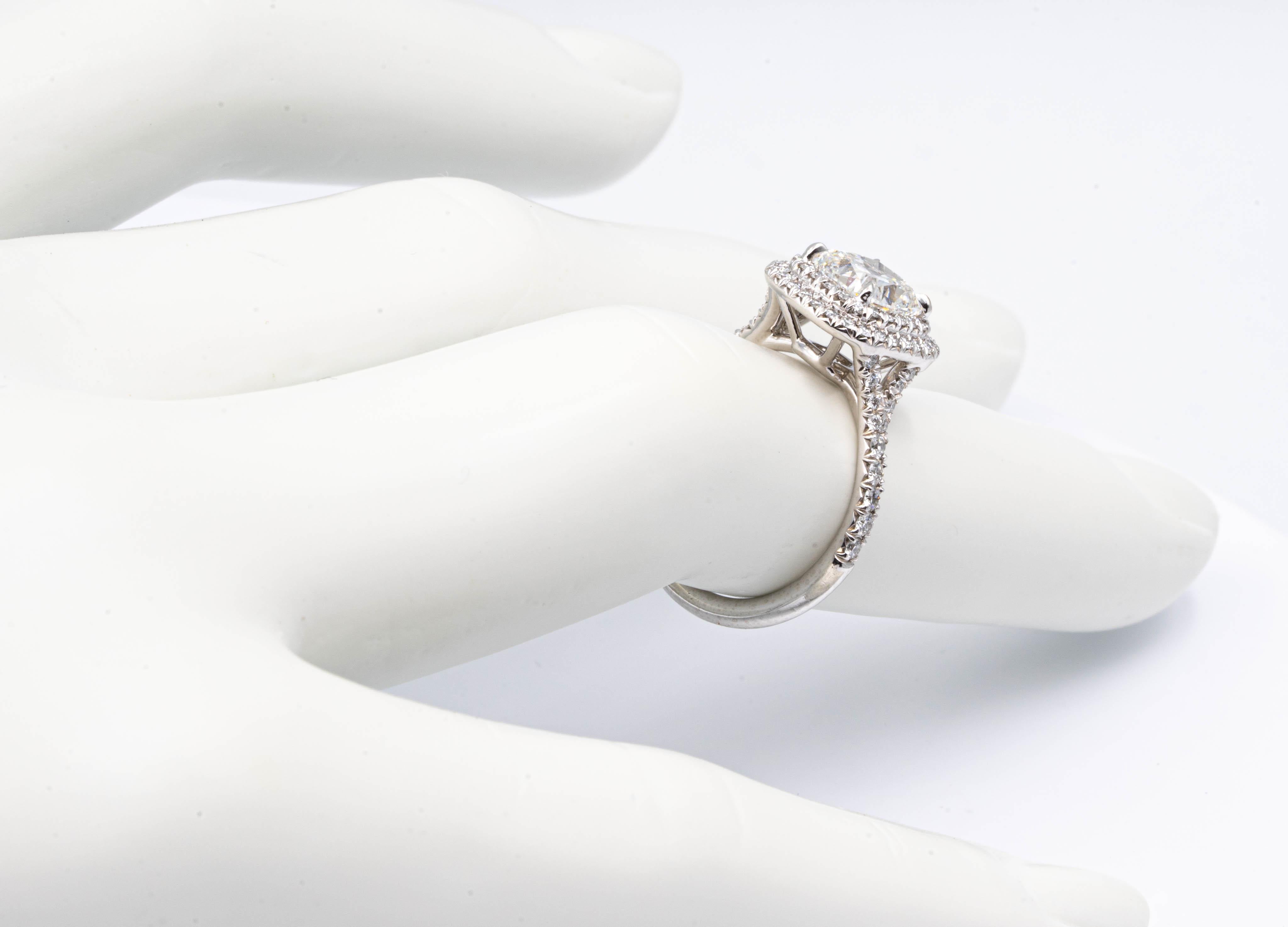 Tiffany & Co. Platinum Soleste Cushion Diamond Engagement Ring 1.68 Cts Total 3