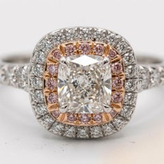 Tiffany & Co. Soleste Cushion Cut Diamond and Pink Diamond Halo Ring