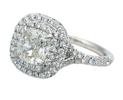Tiffany & Co. Soleste Cushion Cut Diamond Double Halo Platinum Engagement Ring