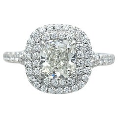 Tiffany & Co. Soleste Cushion Cut Diamond Double Halo Platinum Engagement Ring