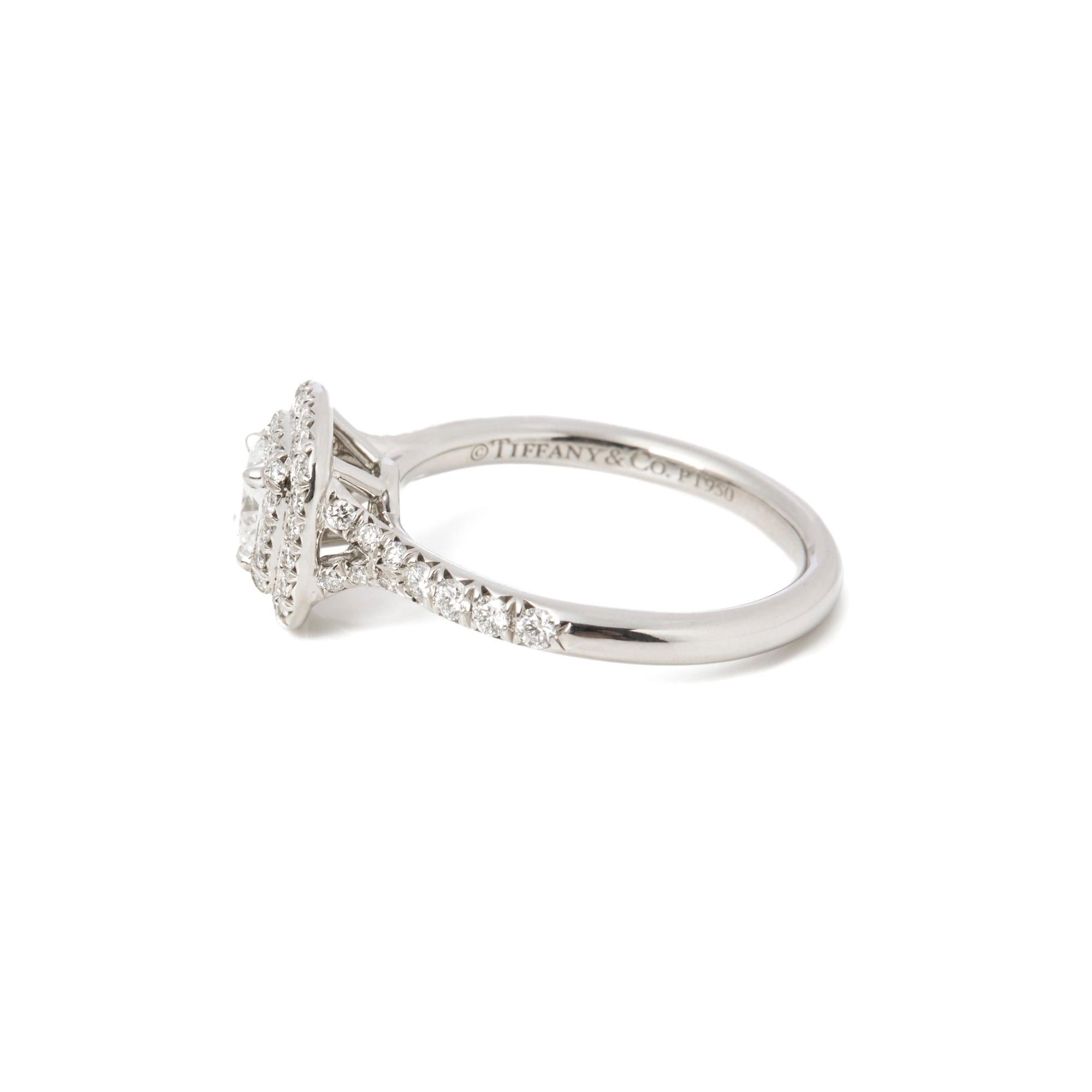 Tiffany & Co. Soleste Cushion Cut Diamond Halo Engagement Ring In Excellent Condition In Bishop's Stortford, Hertfordshire