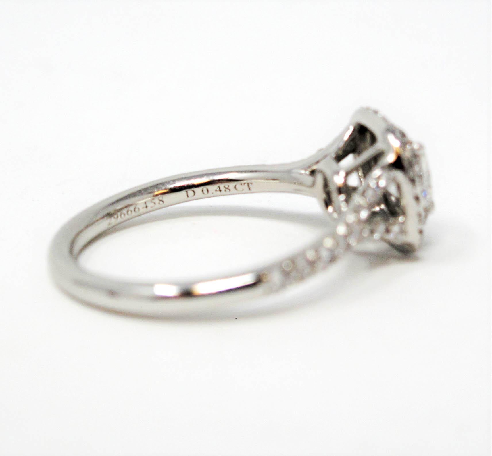 Tiffany & Co. Soleste Cushion Cut Double Halo Diamond Platinum Engagement Ring 4