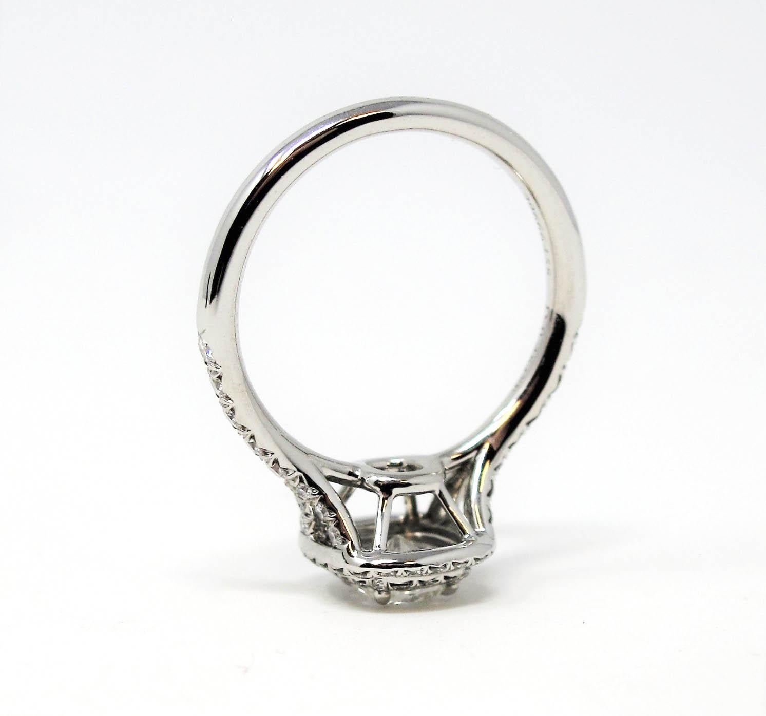 Contemporary Tiffany & Co. Soleste Cushion Cut Double Halo Diamond Platinum Engagement Ring