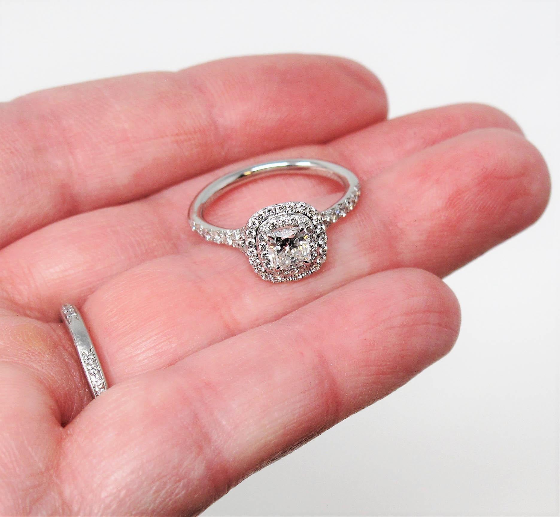 Tiffany & Co. Soleste Cushion Cut Double Halo Diamond Platinum Engagement Ring 1