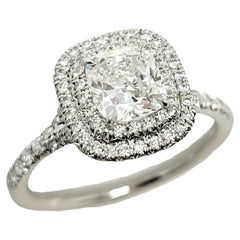 Tiffany & Co. Soleste Cushion Cut Double Halo Diamond Platinum Engagement Ring