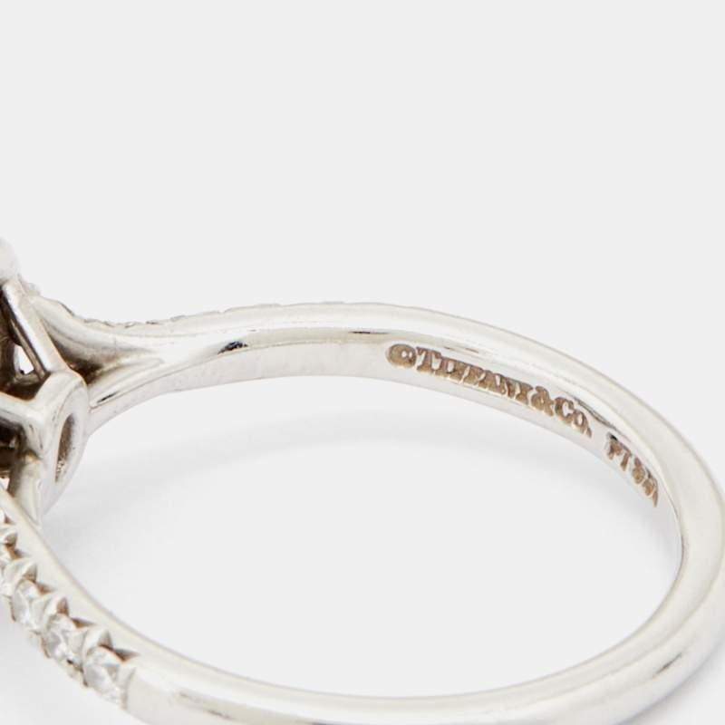 Tiffany & Co. Soleste Cushion Cut Double Halo Platinum Engagement Ring Size 51 1