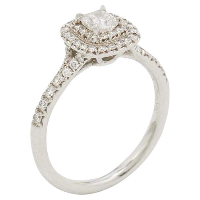 Tiffany & Co. Soleste Cushion Cut Double Halo Platinum Engagement Ring Size 51