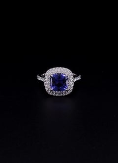 Tiffany & Co. Soleste Cushion Cut Tanzanite Double Row Diamond Ring