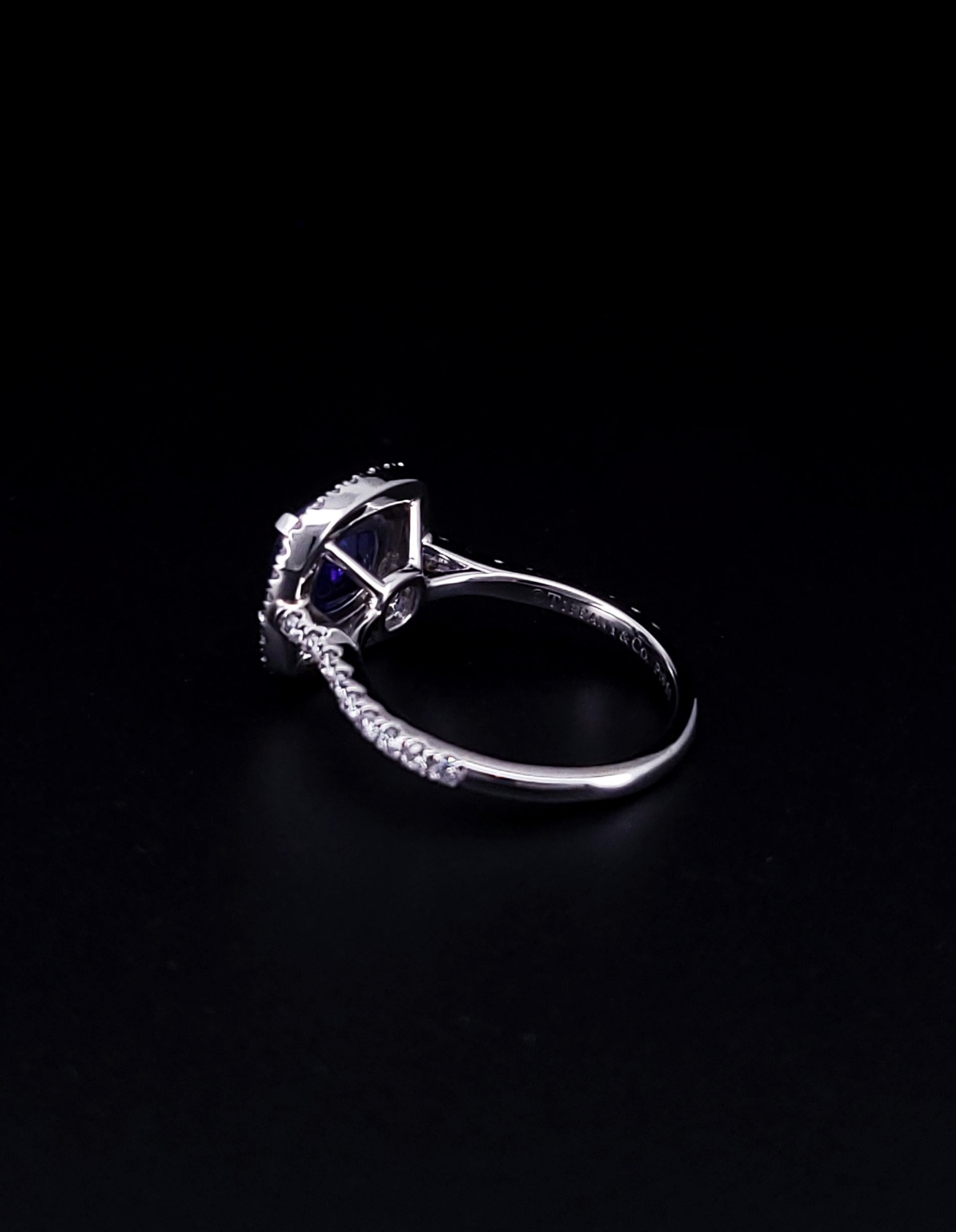 Tiffany & Co. Soleste Cushion Cut Tanzanite Double Row Diamond Ring 3