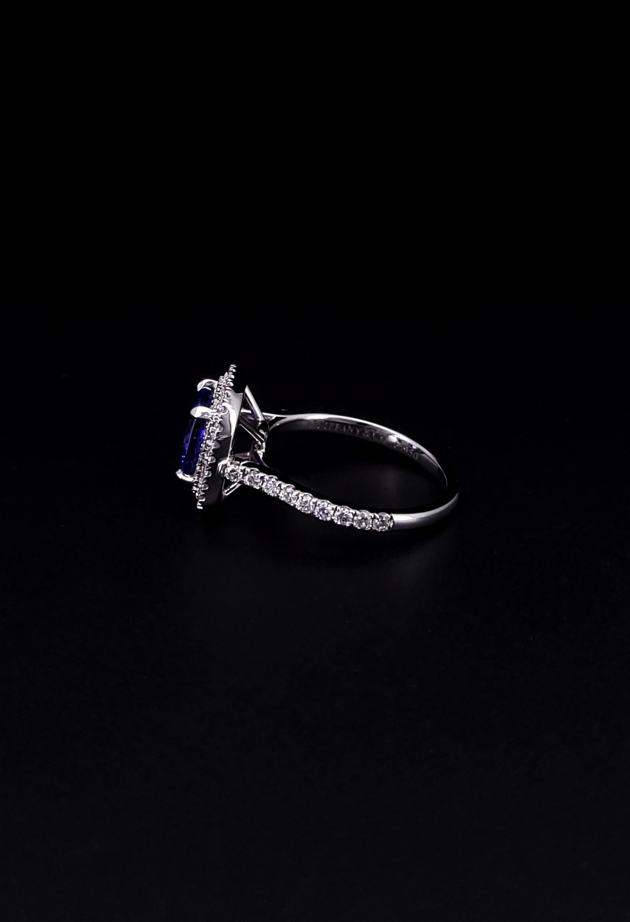 Tiffany & Co. Soleste Cushion Cut Tanzanite Double Row Diamond Ring 4