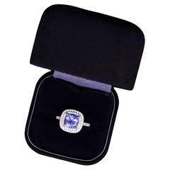 Tiffany & Co. Soleste, bague à double rangée de diamants avec tanzanite taille coussin