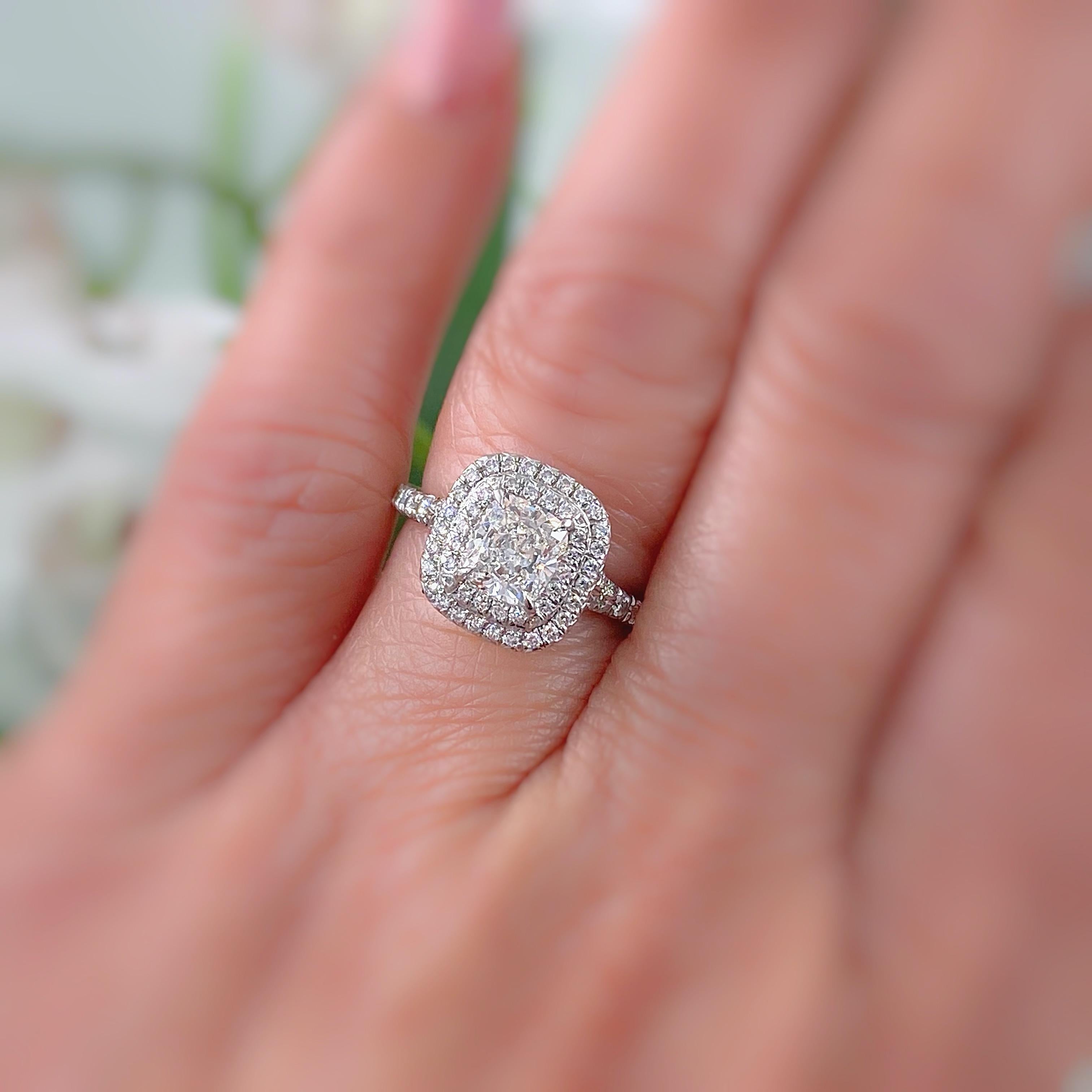 Cushion Cut Tiffany & Co. Soleste Cushion Diamond 1.30 Carat Engagement Ring Retail $14, 200