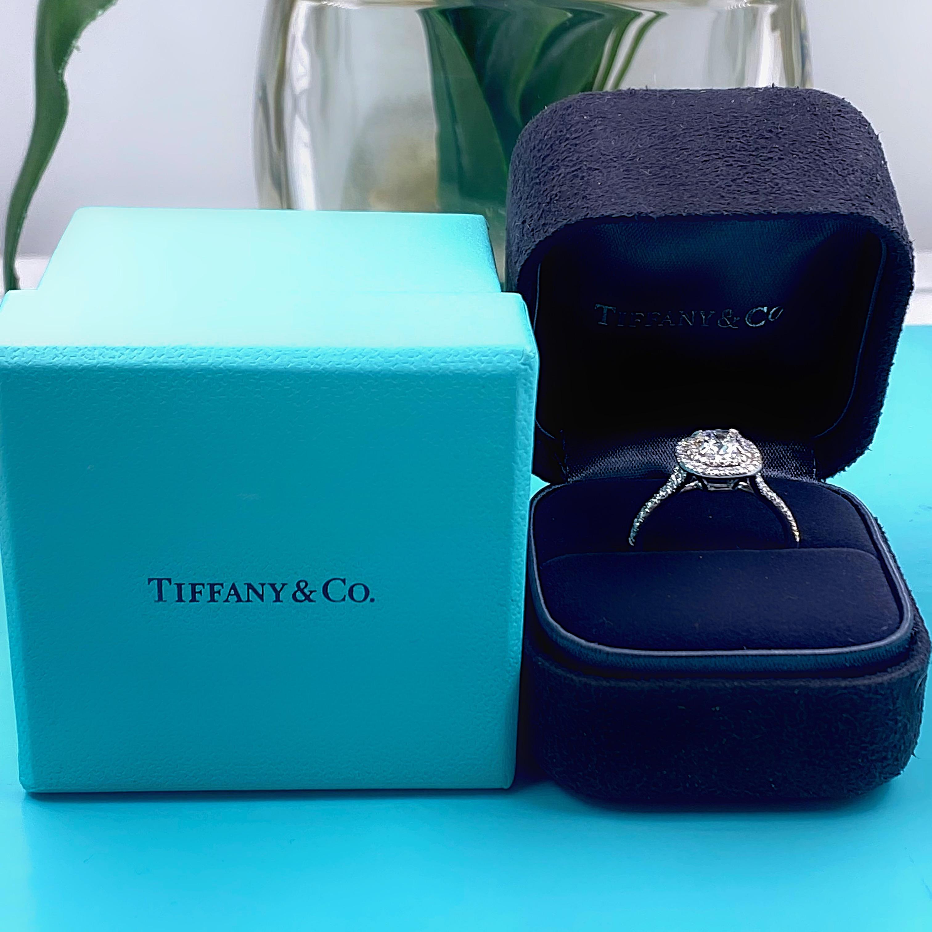 Tiffany & Co. Soleste Cushion Diamond 1.45 Tcw Platinum Engagement Ring 2