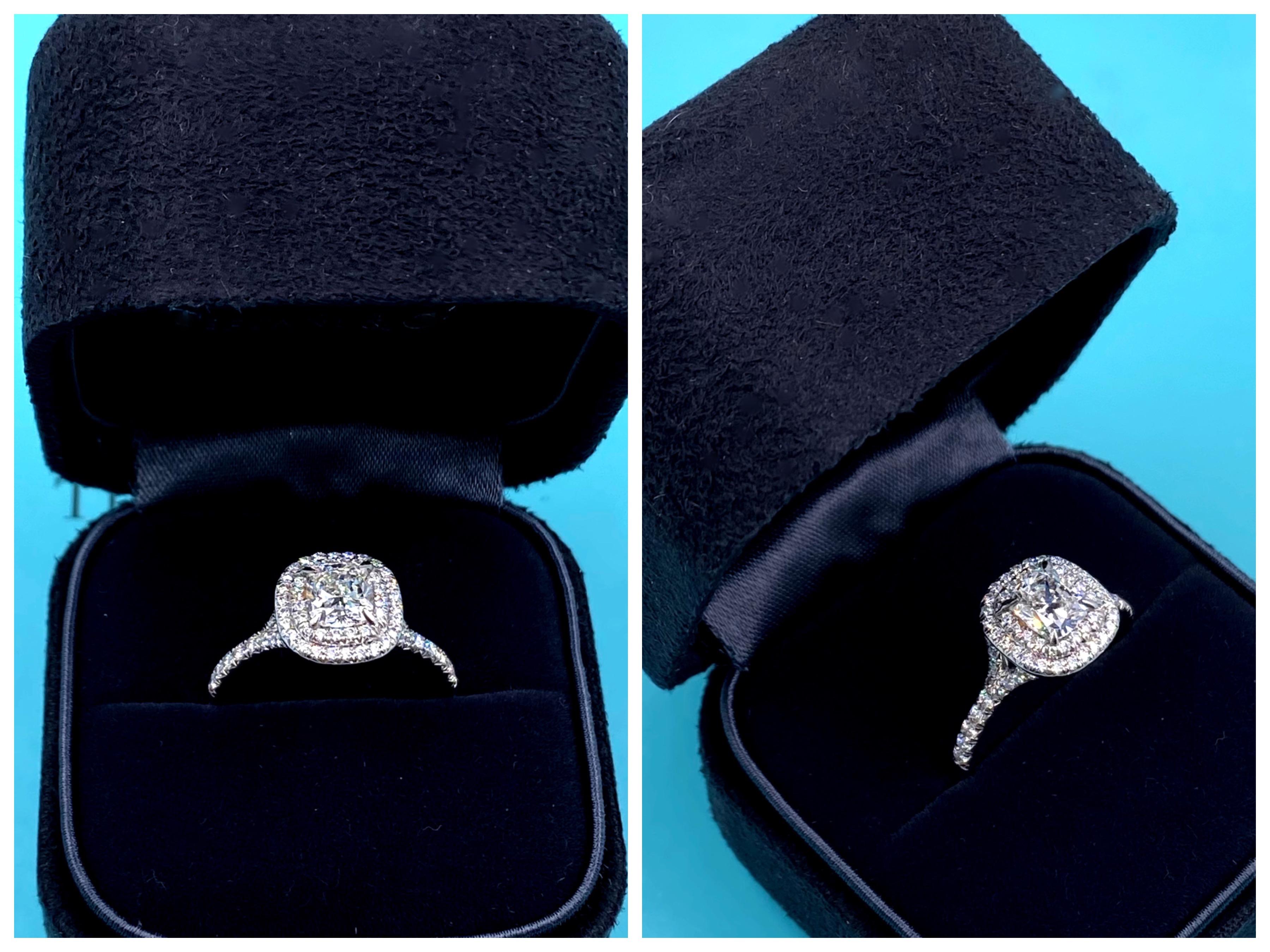 Tiffany & Co. Soleste Cushion Diamond 1.45 Tcw Platinum Engagement Ring 3