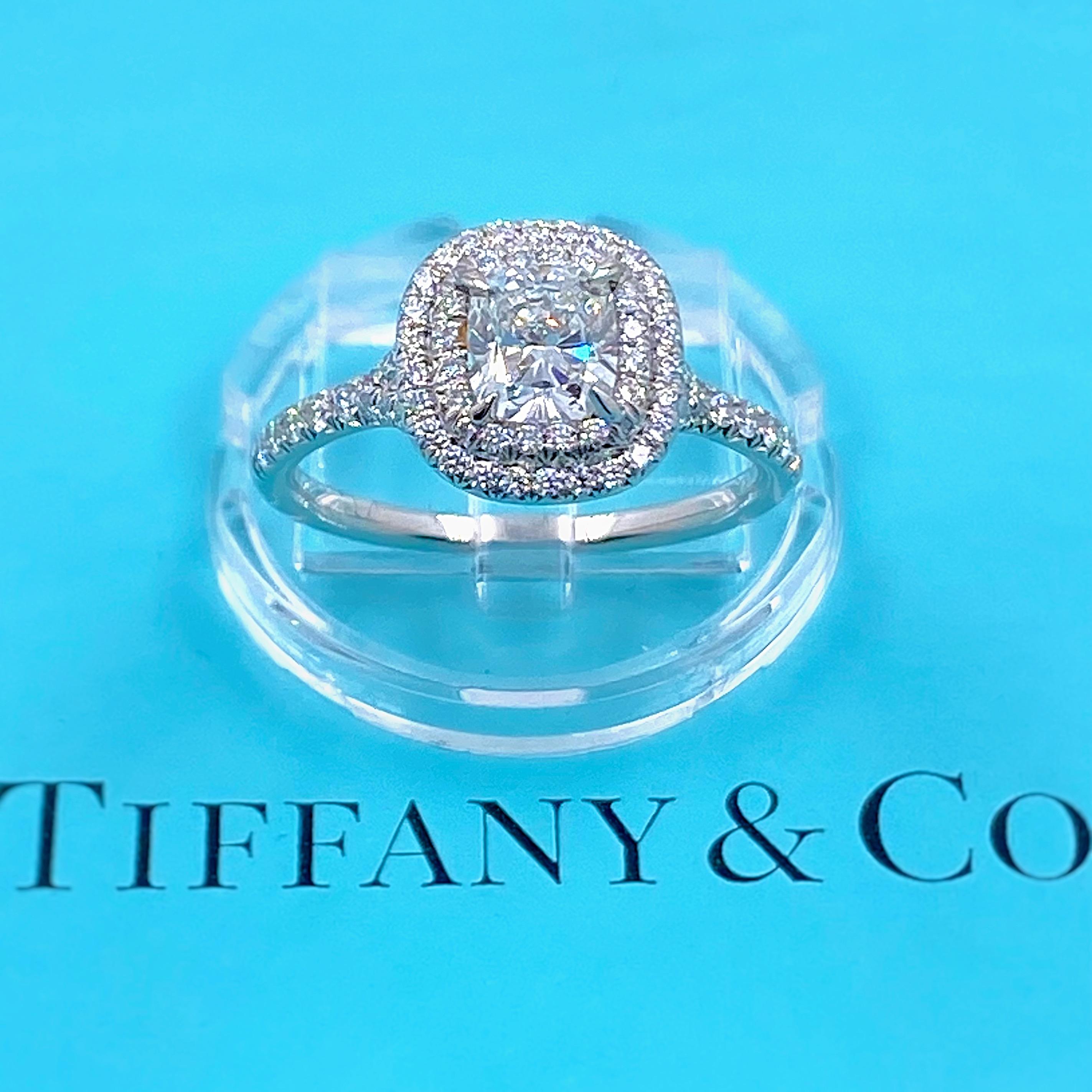 Tiffany & Co. Soleste Cushion Diamond 1.45 Tcw Platinum Engagement Ring 4