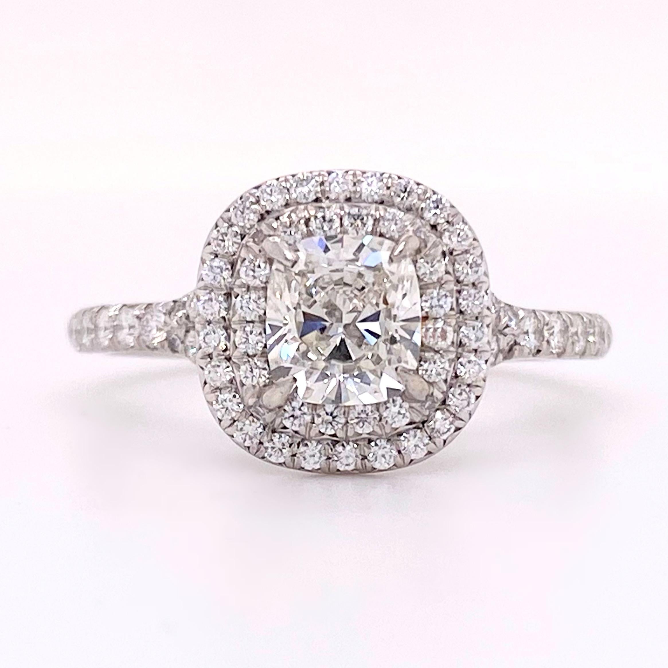 Tiffany & Co. Soleste Cushion Diamond 1.45 Tcw Platinum Engagement Ring 5