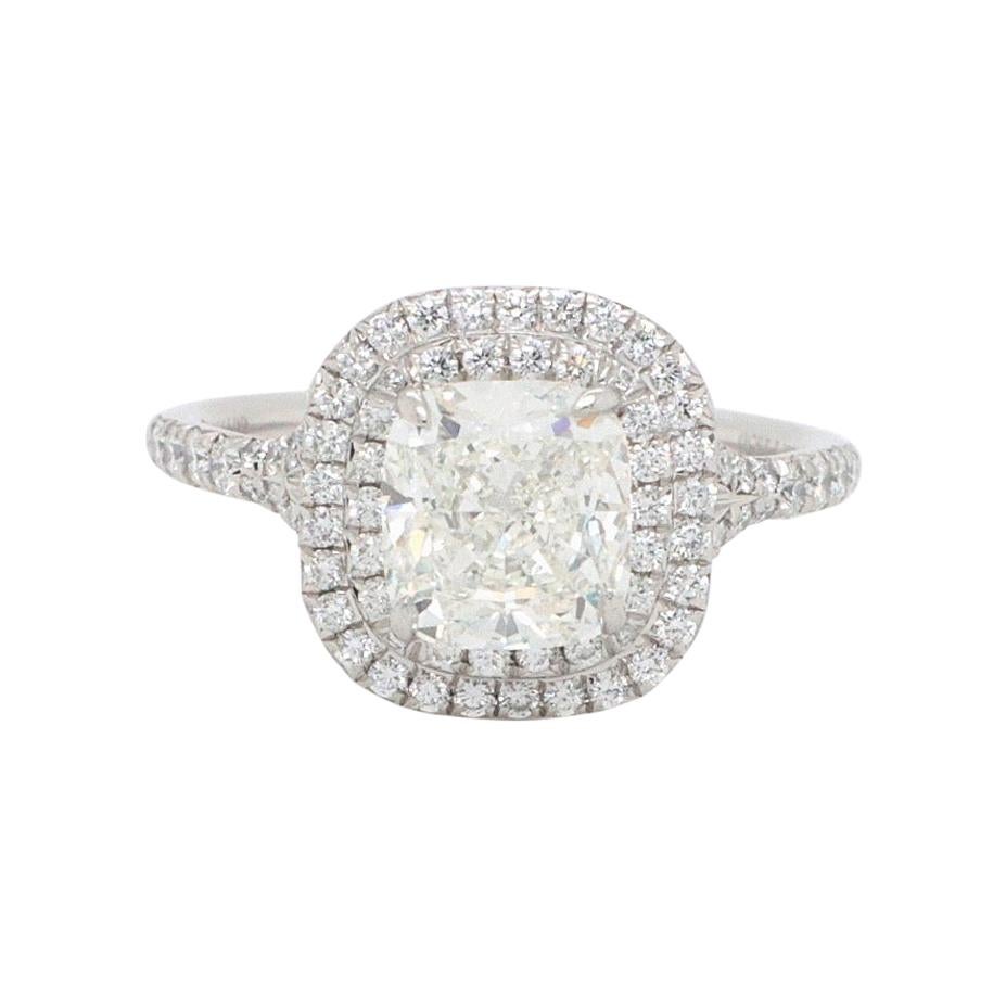 Tiffany & Co. Soleste Cushion Diamond Ring 2.21 Carat Plat Certificate