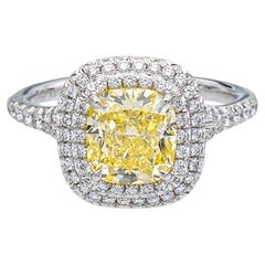 Tiffany & Co. Soleste Cushion Diamond Engagement Ring 2.58 Carats TW FY VS2