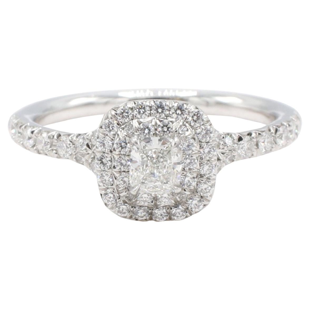 Tiffany & Co. Soleste Cushion Double Row Halo Diamond Engagement Ring