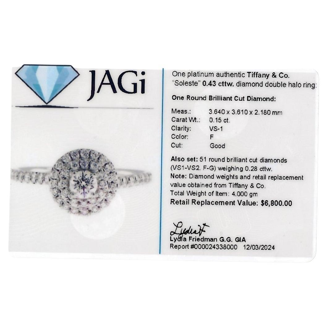 Tiffany & Co. Anillo de compromiso Soleste con doble halo de diamantes en platino pulido en venta 6