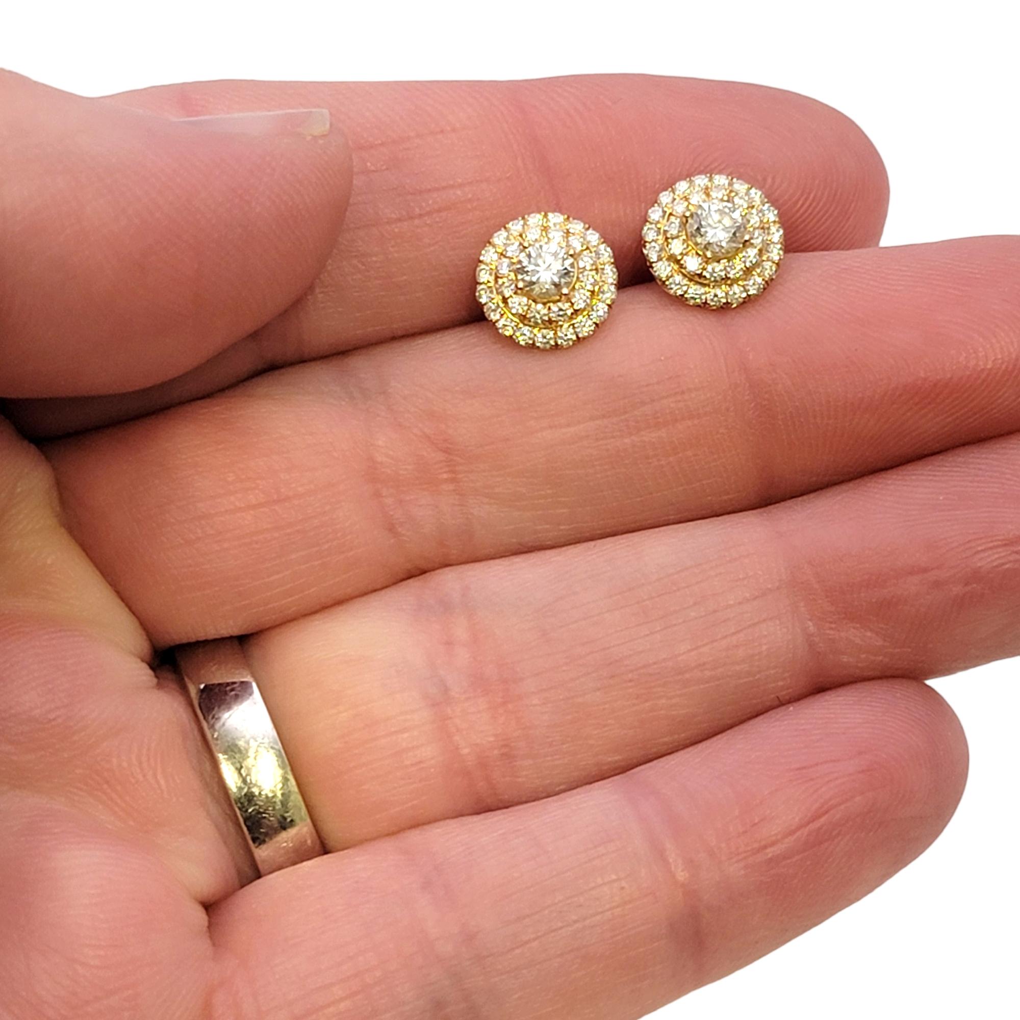 Tiffany & Co. Soleste Diamond Double Halo Stud Earrings in 18 Karat Yellow Gold  1