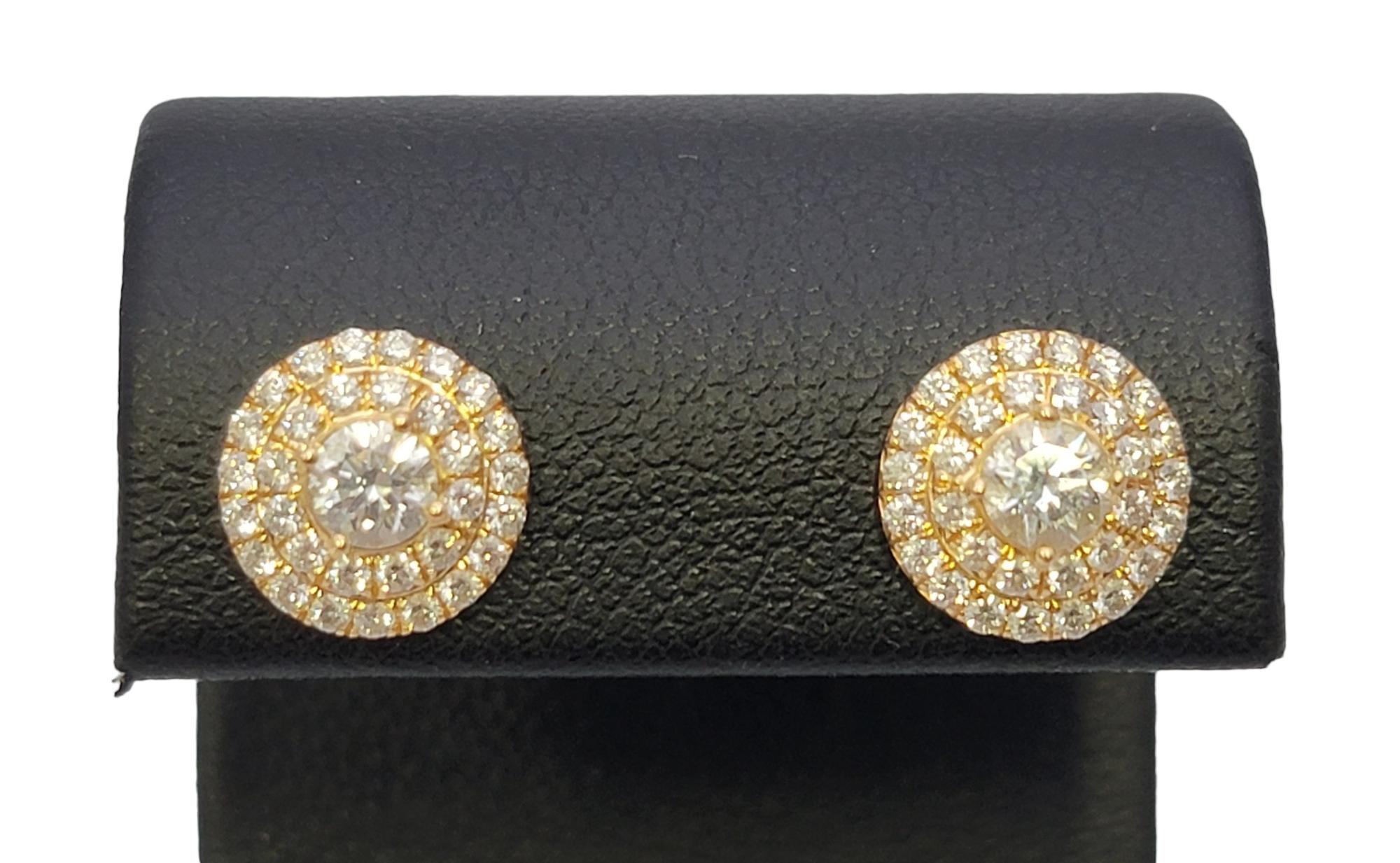 Tiffany & Co. Soleste Diamond Double Halo Stud Earrings in 18 Karat Yellow Gold  3