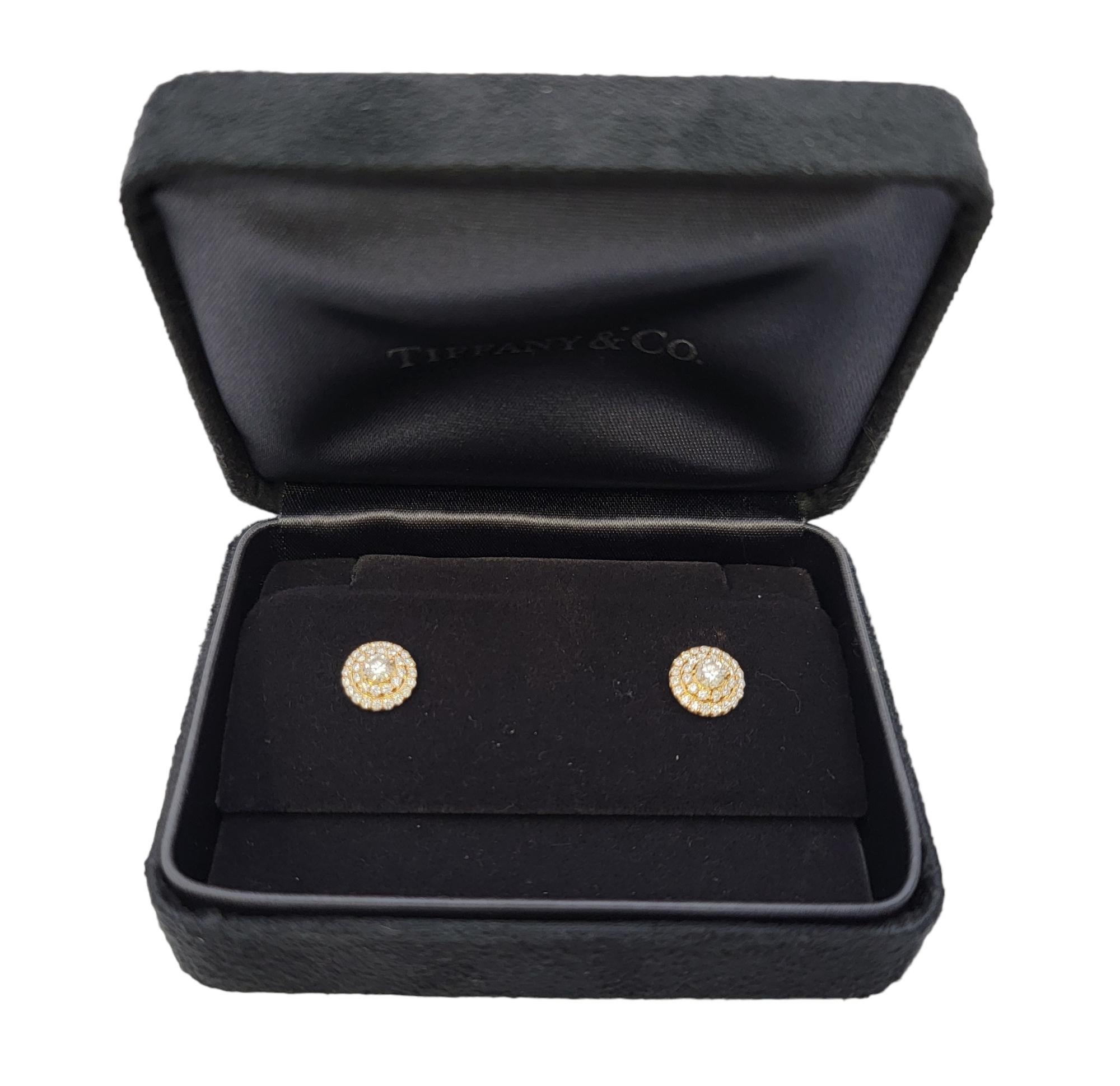 Tiffany & Co. Soleste Diamond Double Halo Stud Earrings in 18 Karat Yellow Gold  5