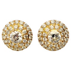 Tiffany & Co. Soleste Diamond Double Halo Stud Earrings in 18 Karat Yellow Gold 