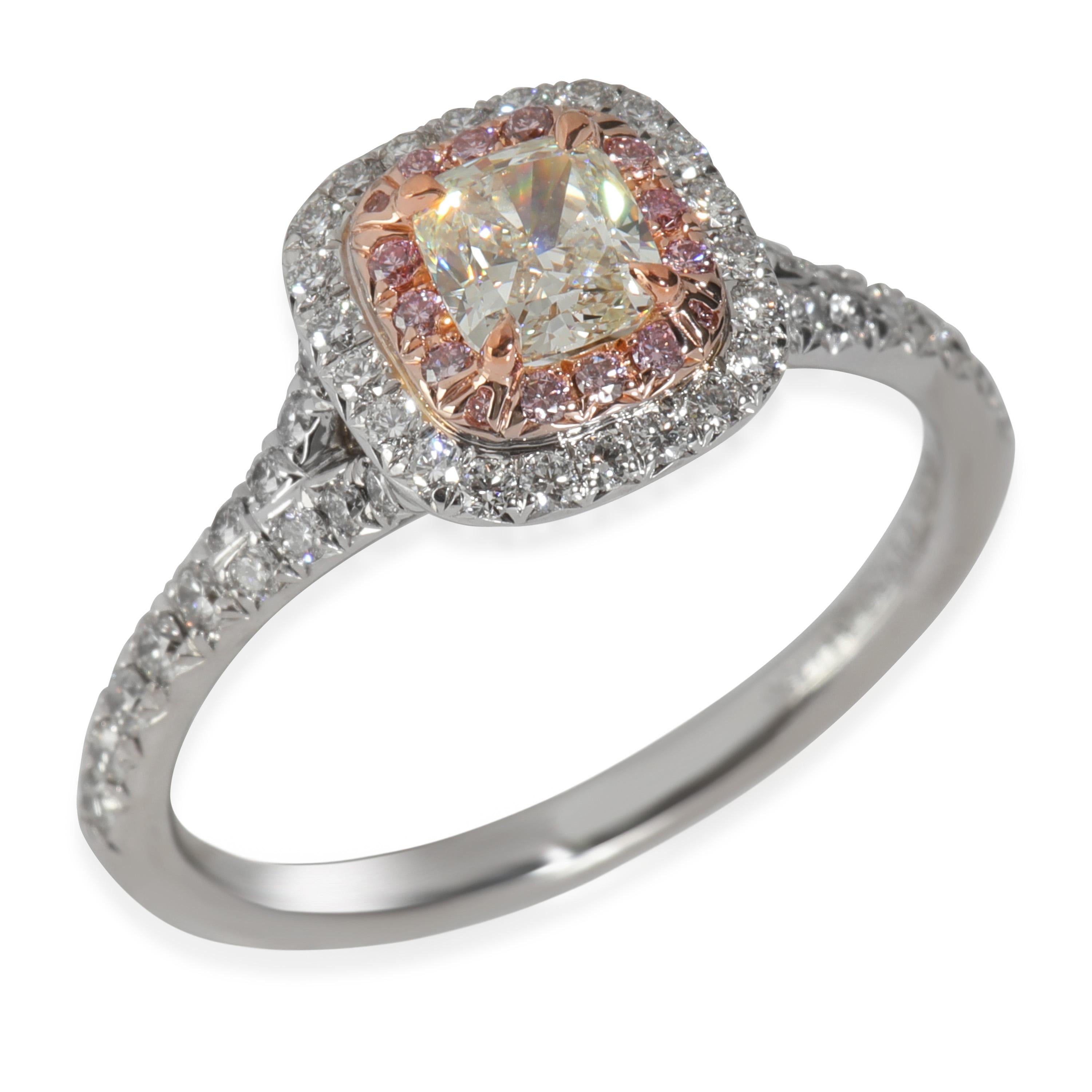Tiffany & Co. Soleste Diamond Engagement Ring in 18k Pink Gold/Platinum In Excellent Condition For Sale In New York, NY