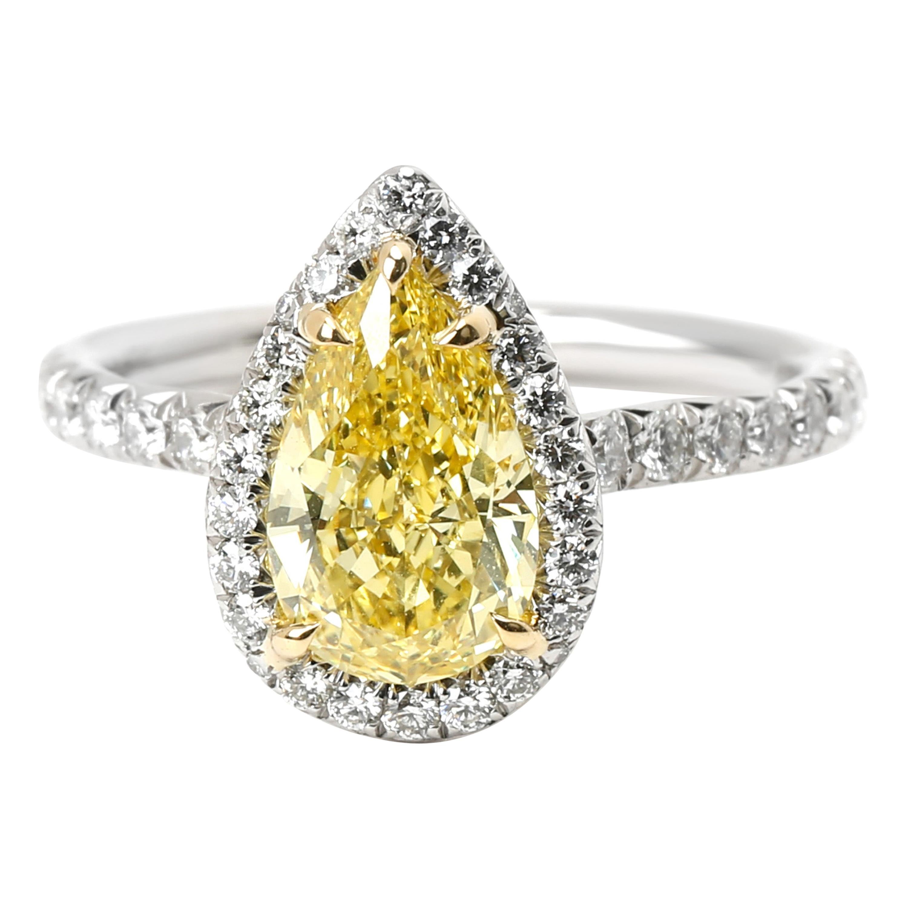 Tiffany & Co. Soleste Diamond Fancy Vivid Yellow Pear Engagement Ring