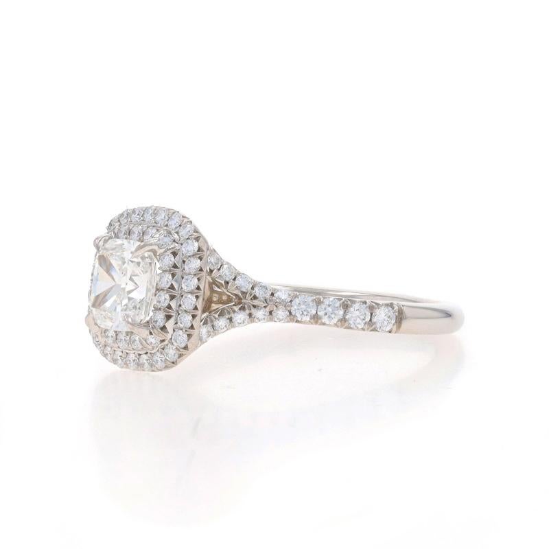Tiffany & Co. Soleste Diamant Halo Verlobungsring - Platin 950 Kissenschliff .99ctw im Zustand „Hervorragend“ in Greensboro, NC