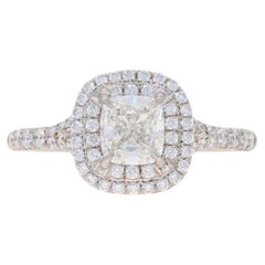Tiffany & Co. Anello di fidanzamento con diamante aureolato Soleste - Platino 950 Cuscino .99ctw