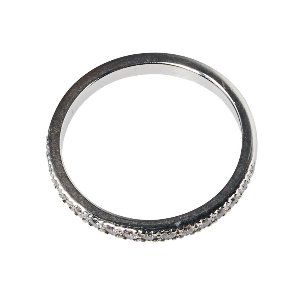 Uncut Tiffany & Co. Soleste Diamond Platinum Half Eternity Wedding Band Ring Size 54