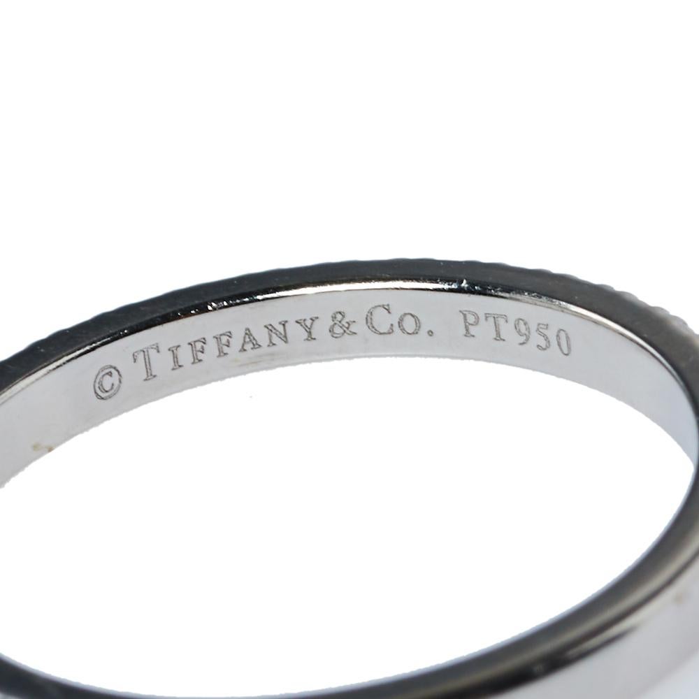 Tiffany & Co. Soleste Diamond Platinum Half Eternity Wedding Band Ring Size 54 In Good Condition In Dubai, Al Qouz 2