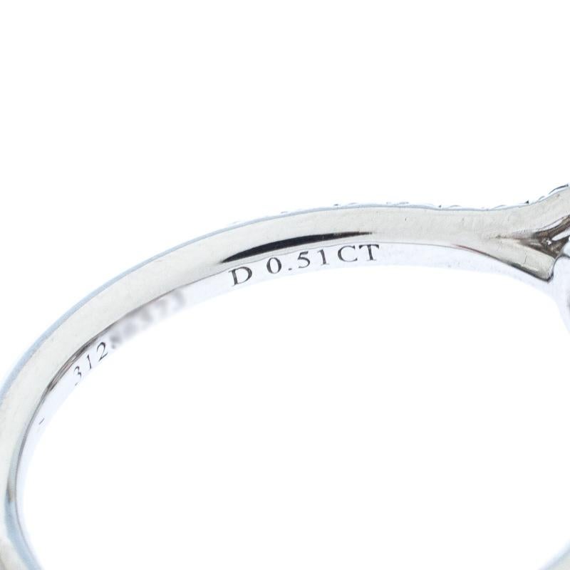Tiffany & Co. Soleste  Diamond Solitaire Platinum Halo Engagement Ring Size 55 1