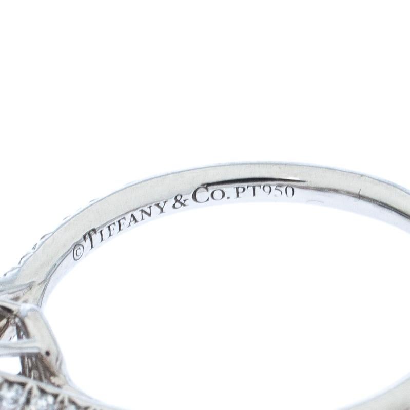 Tiffany & Co. Soleste  Diamond Solitaire Platinum Halo Engagement Ring Size 55 2